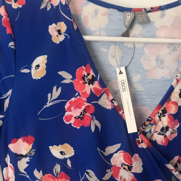 Floral blue maternity dress - Picture 2 of 3